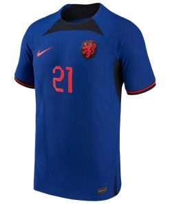 Alternative view of Frenkie de Jong Netherlands National Team Nike 2022/23 Away Vapor Match Authentic Player Jersey - Blue