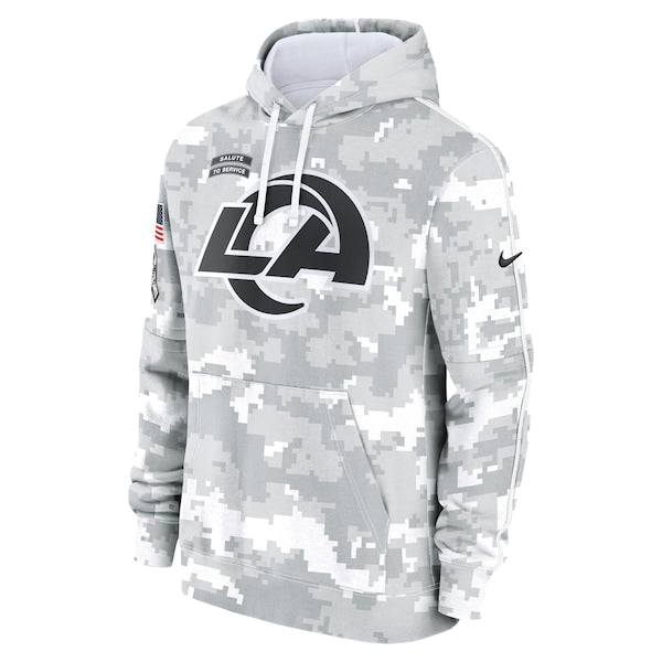 Los Angeles Rams Nike 2024 Salute to Service Club Fleece Pullover Hoodie - Arctic Camo - Image 2