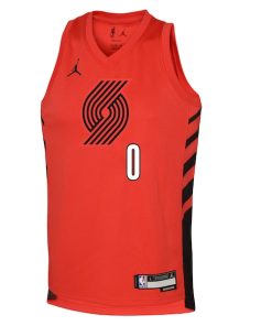 Alternative view of Damian Lillard Portland Trail Blazers Jordan Brand Youth Swingman Jersey - Statement Edition - Red