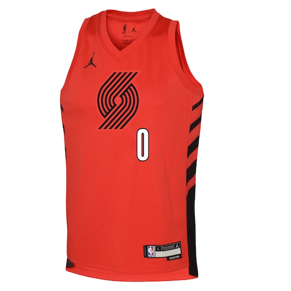 Damian Lillard Portland Trail Blazers Jordan Brand Youth Swingman Jersey - Statement Edition - Red - Image 2