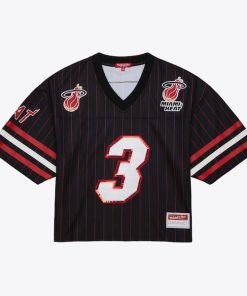 Dwyane Wade Miami Heat  x DANNIJO Women's Cropped Football Fashion Jersey - Black