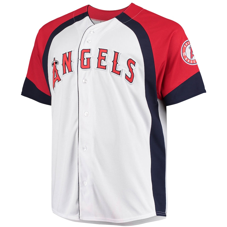 Los Angeles Angels Big & Tall Colorblock Full-Snap Jersey - White/Red - Image 2