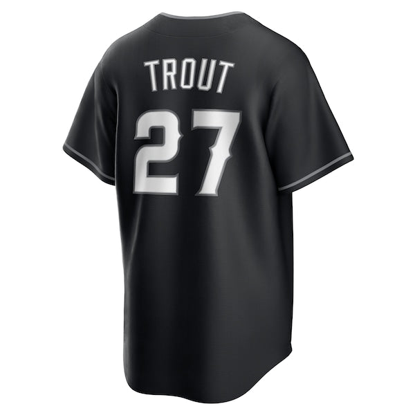 Mike Trout Los Angeles Angels Nike Lights Out Replica Player Jersey - Black - Image 3