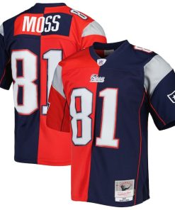 Randy Moss New England Patriots 2007 Split Legacy Replica Jersey - Navy/Red