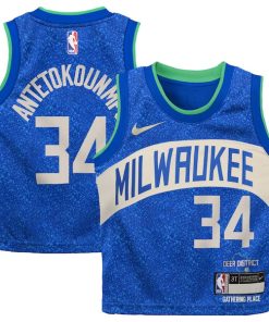 Giannis Antetokounmpo Milwaukee Bucks Nike Toddler Swingman Replica Jersey - City Edition - Royal