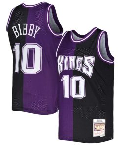 Mike Bibby Sacramento Kings Hardwood Classics 2001/02 Split Swingman Jersey - Purple/Black