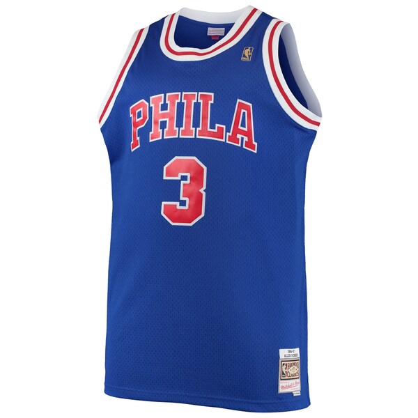 Allen Iverson Philadelphia 76ers 1996/97 Big & Tall Hardwood Classics Swingman Jersey - Royal/Black/Red/White - Image 3