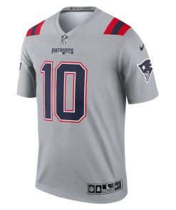 Alternative view of Mac Jones New England Patriots Nike Inverted Legend Jersey - Gray
