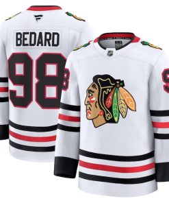 Connor Bedard Chicago Blackhawks  Away Premium Jersey - White/Red