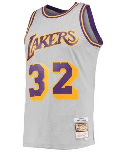 Alternative view of Magic Johnson Los Angeles Lakers 1984-85 Hardwood Classics Reload 2.0 Throwback Swingman Jersey - Gray