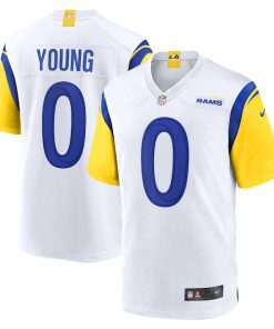 Alternative view of Byron Young Los Angeles Rams Nike Team Game Jersey -  White/Royal