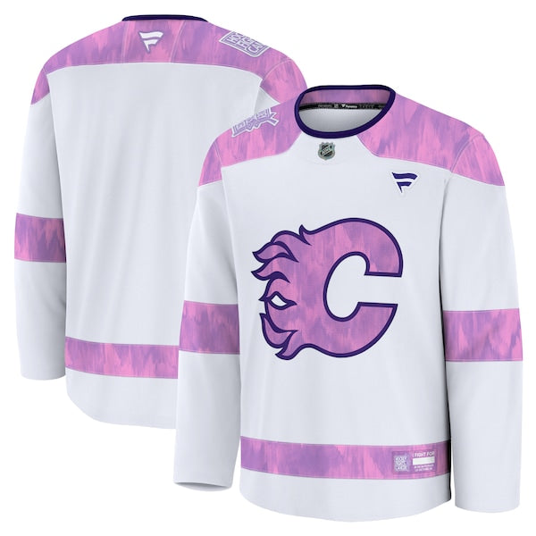 Calgary Flames 2024 Hockey Fights Cancer Practice Jersey - White