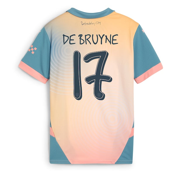Kevin De Bruyne Manchester City Puma Youth 2024/25 Fourth Replica Player Jersey - Blue/Light Blue - Image 4