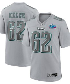 Jason Kelce Philadelphia Eagles Nike Super Bowl LVII Patch Atmosphere Fashion Game Jersey - Gray