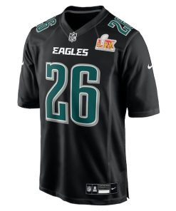 Alternative view of Saquon Barkley Philadelphia Eagles Nike Super Bowl LIX Fashion Game Player Jersey - Carbon Black