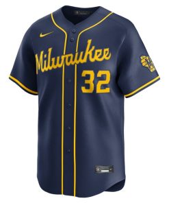 Alternative view of Jacob Misiorowski Milwaukee Brewers Nike Alternate Limited Jersey - Navy