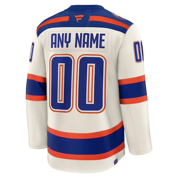 Edmonton Oilers Alternate Premium Custom Jersey - Light Beige/Royal/White - Image 4