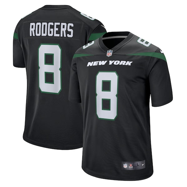 Aaron Rodgers New York Jets Nike Game Jersey - Black/Green/White - Image 3