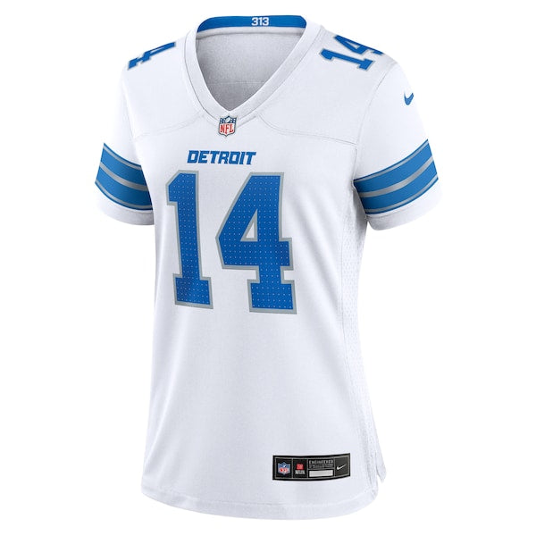 Amon-Ra St. Brown Detroit Lions Nike Women's White Game Jersey - White/Blue - Image 3
