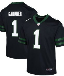 Alternative view of Ahmad Sauce Gardner New York Jets Nike Youth Alternate Game Jersey - Legacy Black/Green/White