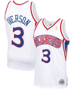 Allen Iverson Philadelphia 76ers  1996/97 Hardwood Classics Swingman Jersey - White/Red/Royal/Black