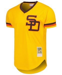 Alternative view of Tony Gwynn San Diego Padres 1982 Authentic Cooperstown Collection Mesh Batting Practice Jersey - Gold