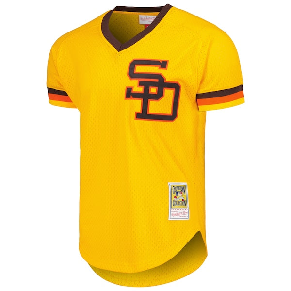 Tony Gwynn San Diego Padres 1982 Authentic Cooperstown Collection Mesh Batting Practice Jersey - Gold - Image 2