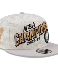 Boston Celtics New Era 2024 NBA Finals Champions Locker Room 9FIFTY Snapback Hat - Cream