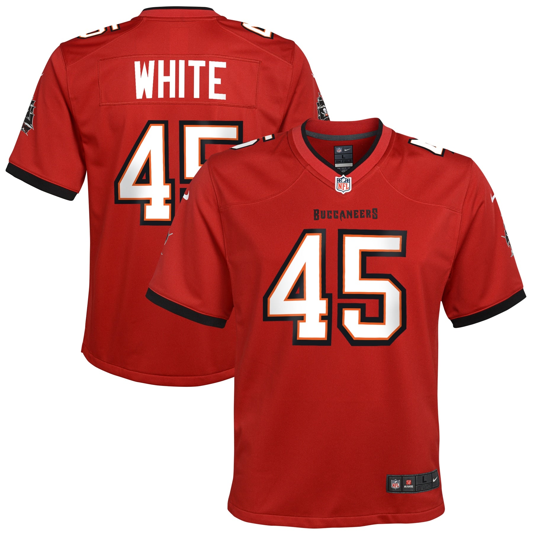 Devin White Tampa Bay Buccaneers Nike Youth Game Jersey - Pewter/Orange/Red - Image 6