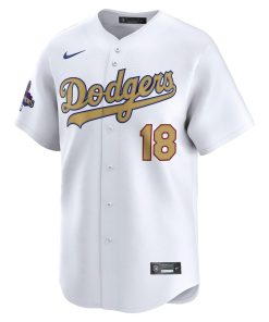 Alternative view of Yoshinobu Yamamoto Los Angeles Dodgers Nike 2025 Gold Collection Limited Jersey ¨C White