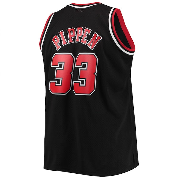 Scottie Pippen Chicago Bulls Big & Tall Hardwood Classics Swingman Jersey - Black/Red - Image 4