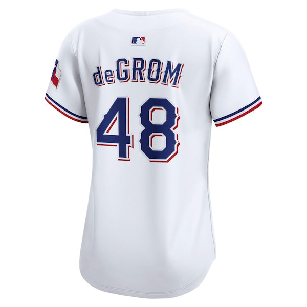 Jacob deGrom Texas Rangers Nike Women's Home Limited Player Jersey - White - Image 3