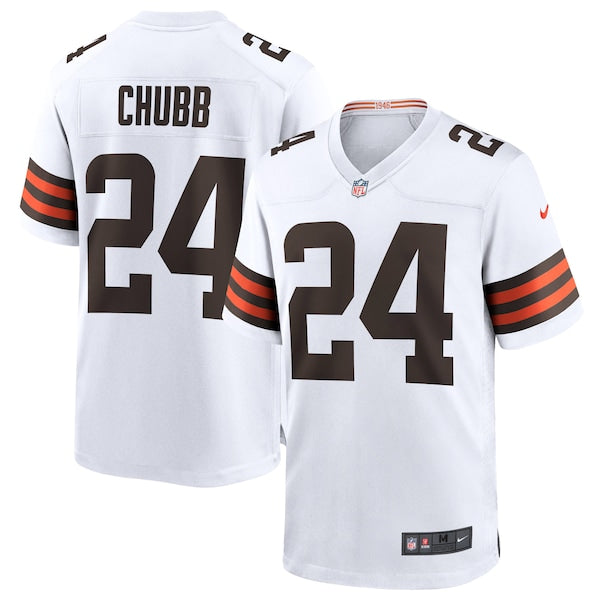 Nick Chubb Cleveland Browns Nike Game Jersey - White/Brown - Image 2