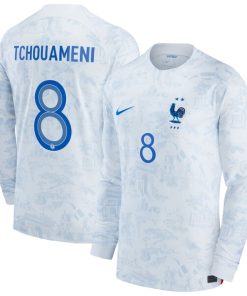 Aur¨¦lien Tchouam¨¦ni France National Team Nike 2022/23 Away Breathe Stadium Replica Long Sleeve Jersey - White
