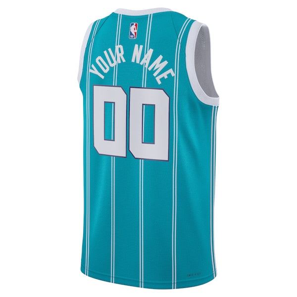 Charlotte Hornets Jordan Brand Unisex Swingman Custom Jersey Teal - Icon Edition - Image 3