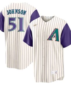 Randy Johnson Arizona Diamondbacks Nike Alternate Cooperstown Collection Player Jersey - Cream/Purple