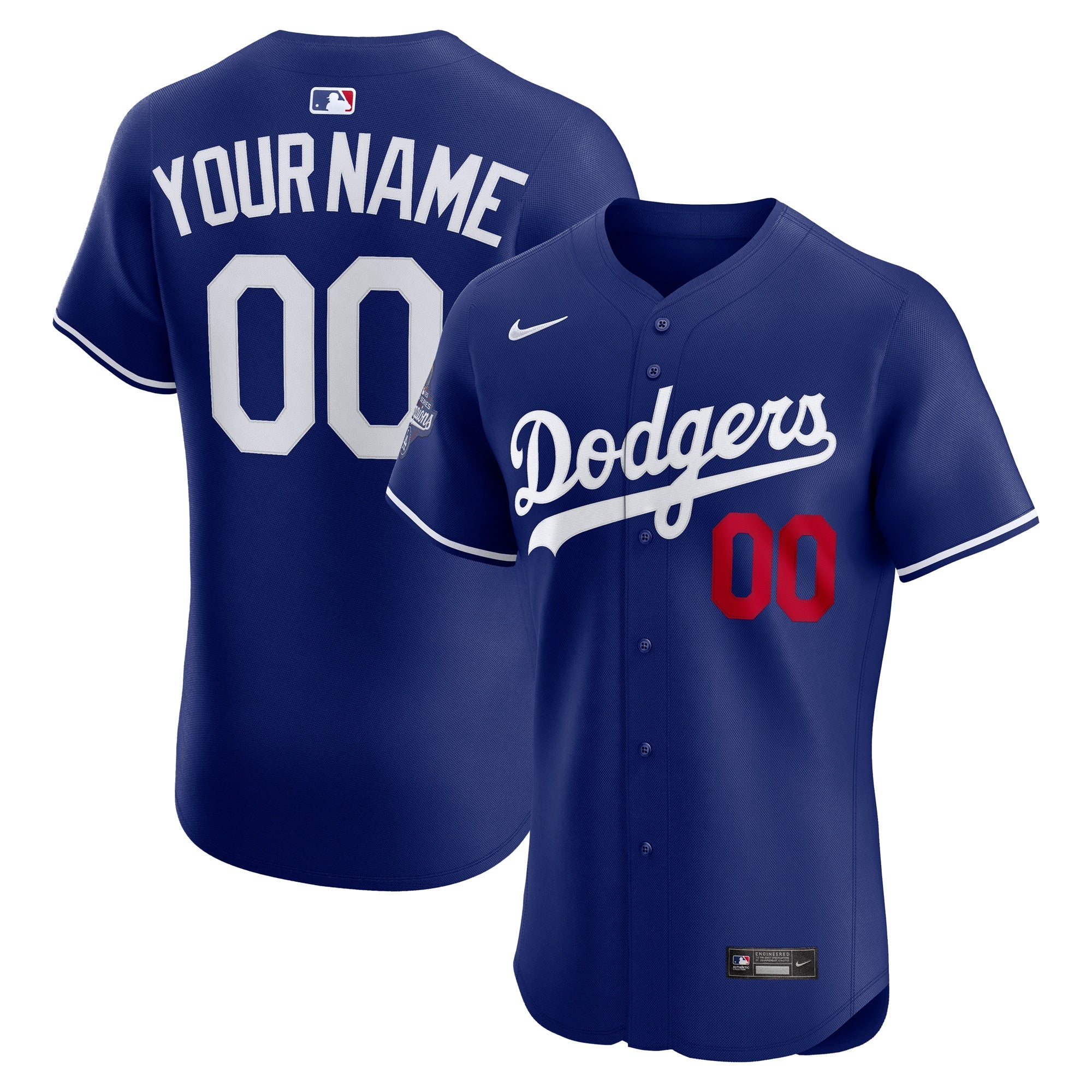 Los Angeles Dodgers Nike 2025 World Series Champions City Connect Elite Custom Jersey - Cream/Royal - Image 6