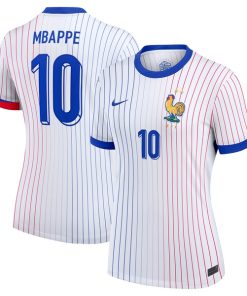 Kylian Mbappe France National Team Nike Women's 2024 Away Replica Jersey - White/Blue