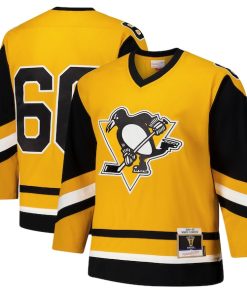 Alternative view of Mario Lemieux Pittsburgh Penguins 1984-85 Power Play Jersey - Gold/Black