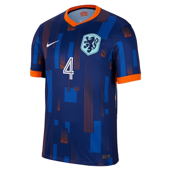 Virgil van Dijk Netherlands National Team Nike 2024 Away Replica Jersey - Blue/Orange - Image 3