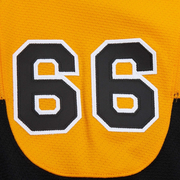 Mario Lemieux Pittsburgh Penguins 1984-85 Power Play Jersey - Gold/Black - Image 7
