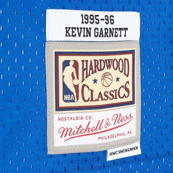 Kevin Garnett Minnesota Timberwolves Hardwood Classics 1995/96 Split Swingman Jersey - Black/Blue - Image 5