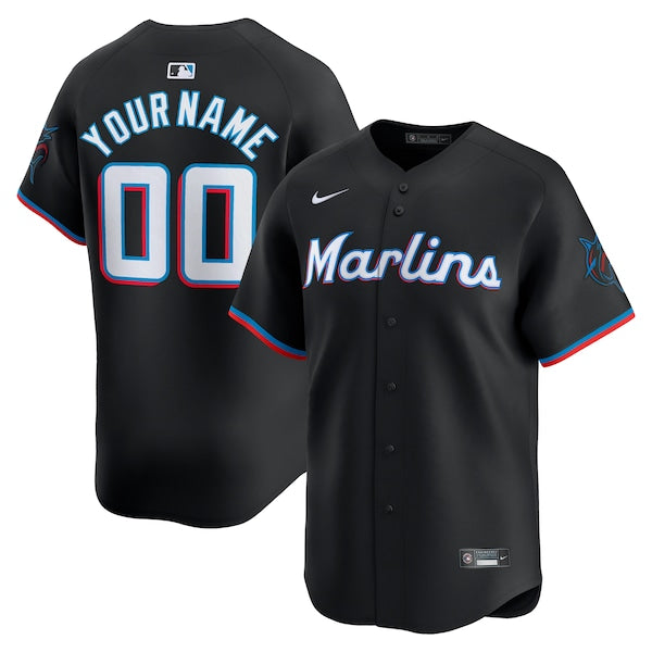 Miami Marlins Nike Alternate Limited Custom Jersey?ยจC Black