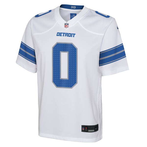 Jahmyr Gibbs Detroit Lions Nike Youth Game Jersey - White/Black/Blue - Image 3