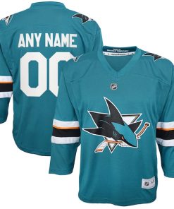 San Jose Sharks Youth 2021/22 Home Replica Custom Jersey - Teal