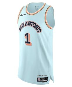 Alternative view of Victor Wembanyama San Antonio Spurs Nike 2024/25 Authentic Player Jersey - City Edition - Light Blue