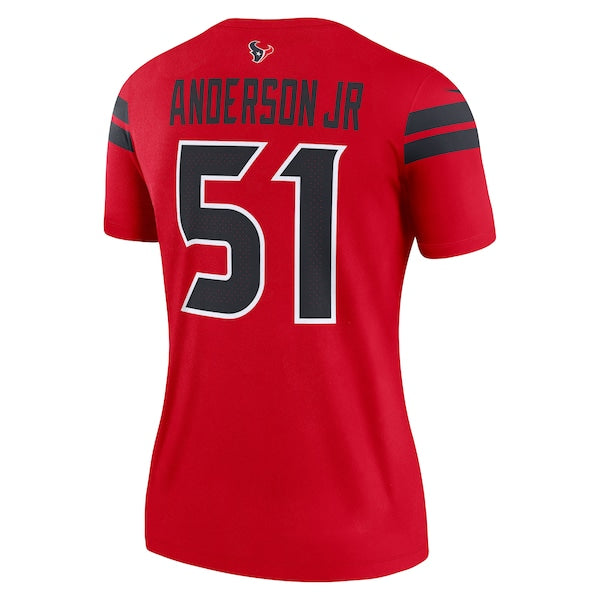 Will Anderson Jr. Houston Texans Nike Women's Alternate Legend Player Performance Top - Red/Navy - Image 4