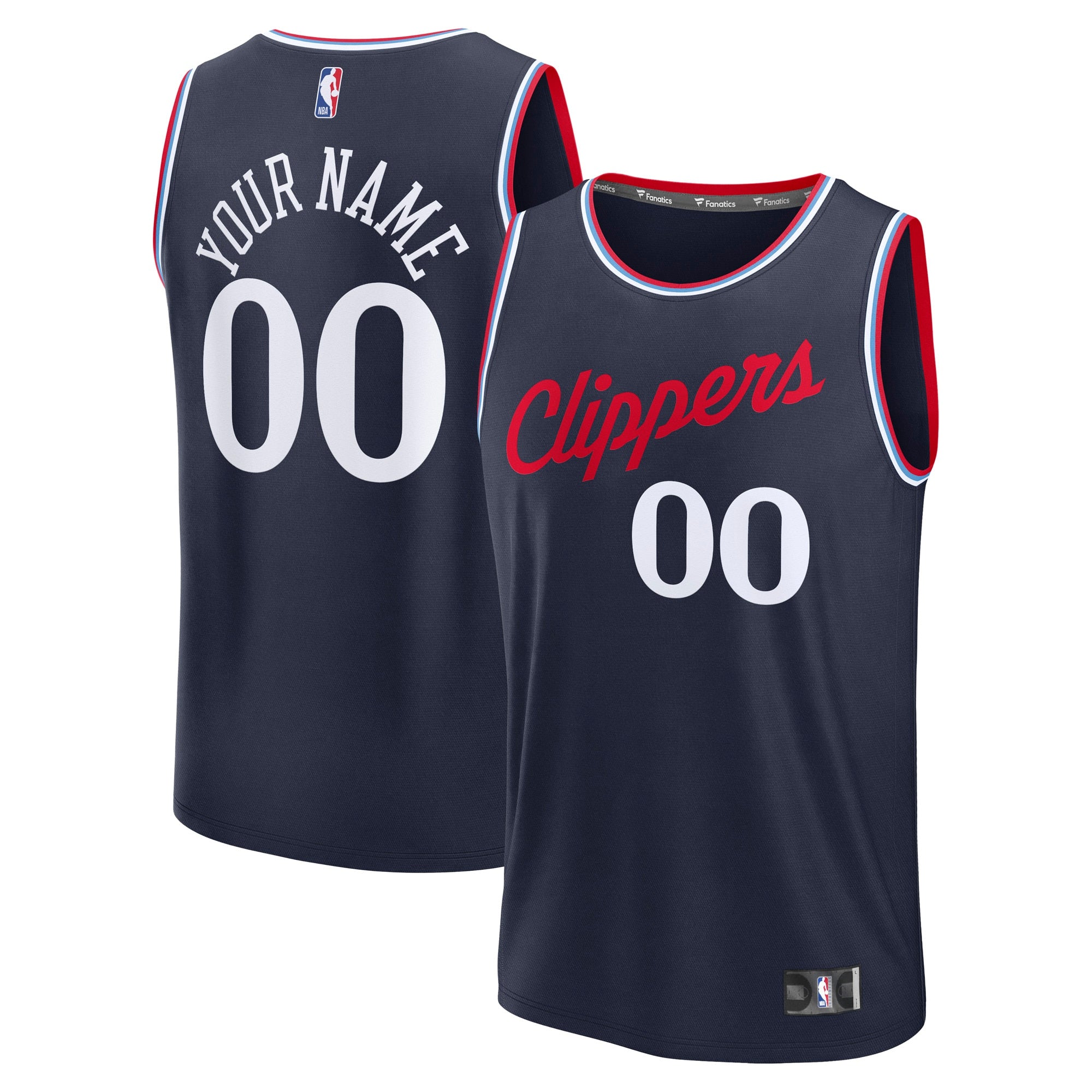 LA Clippers Fast Break Custom Jersey - Association Edition - White/Navy/Red - Image 7