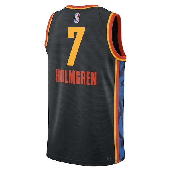 Chet Holmgren Oklahoma City Thunder Nike Unisex 2024/25 Swingman Player Jersey - City Edition - Black - Image 3
