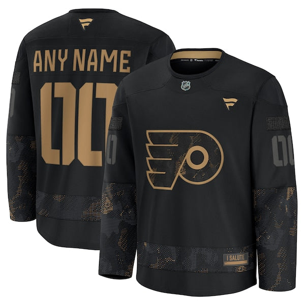 Philadelphia Flyers 2024 Military Appreciation Personalized Long Sleeve Practice Jersey - Black
